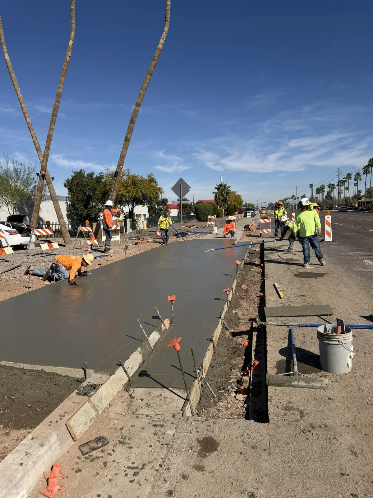 Daytime roadway concrete placement