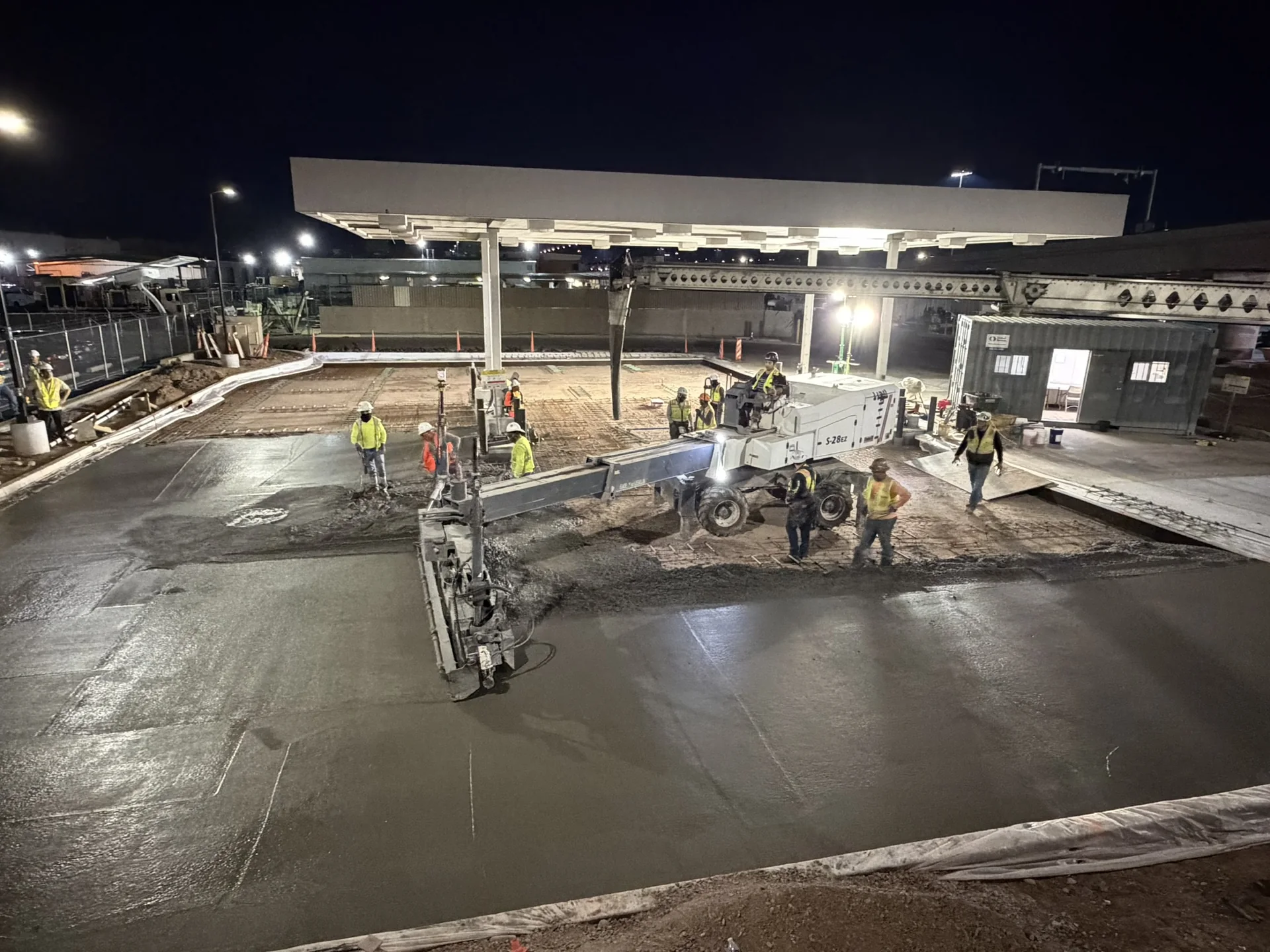 Commercial concrete project at night